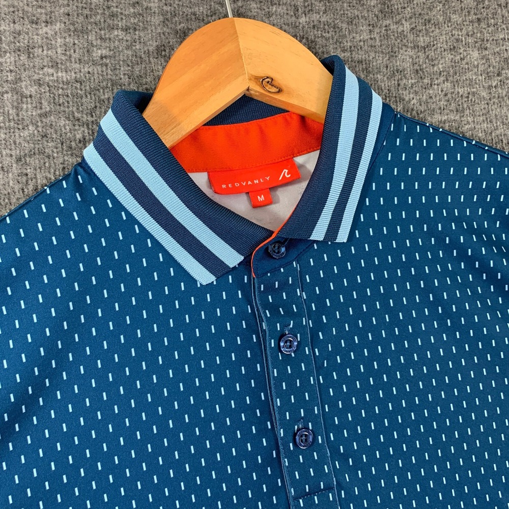 Men’s Blue Printed Polo Shirt - Short Sleeve